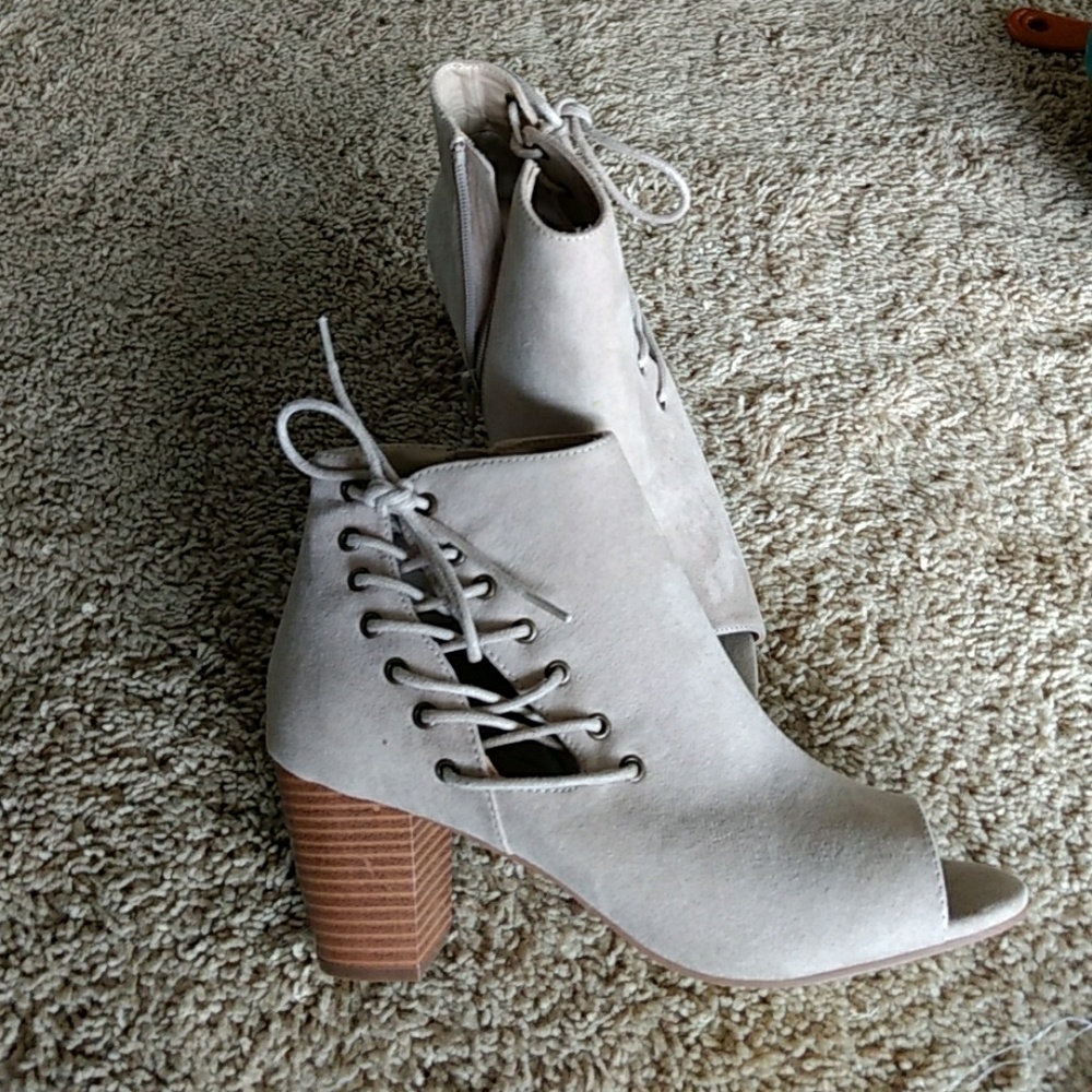 Faux suede tan booties